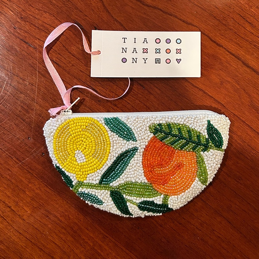 NWT Tiana NY Beaded Fruit Design Pouch Coin Purse